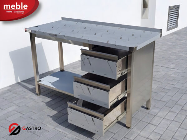 Stół gastronomiczny z półką i szufladami spawany 1400x600x850 mm