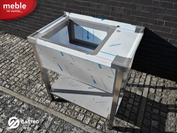 Zlew gastronomiczny 1 komorowy spawany z półką 700x600x850 mm