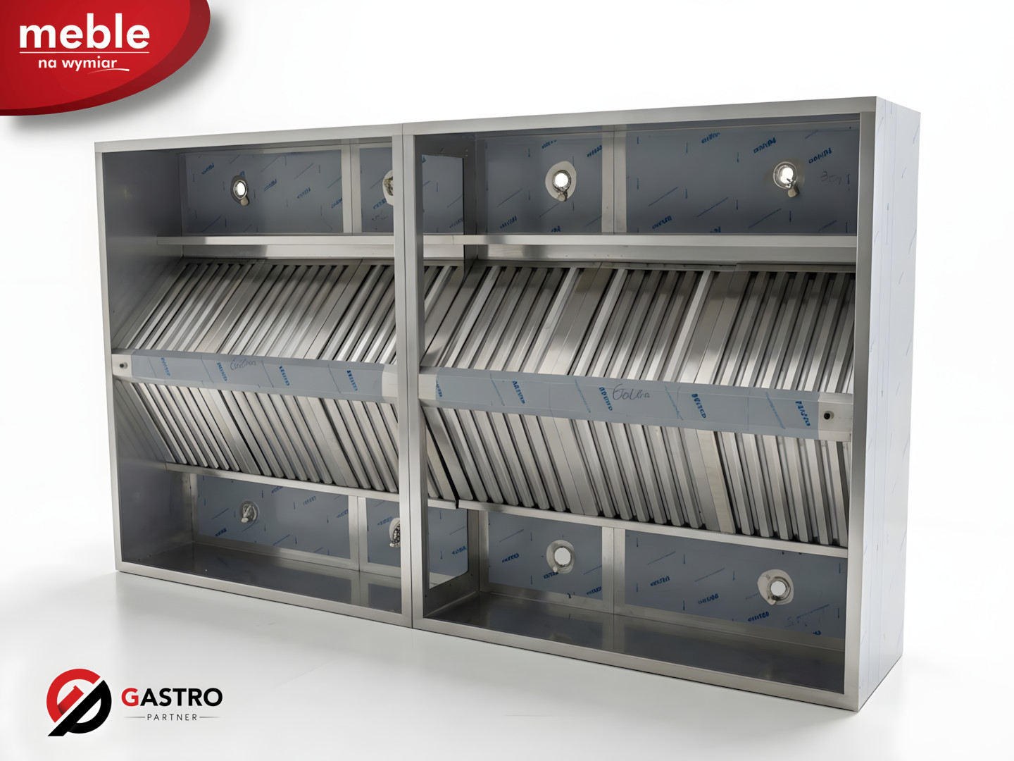 Okap ze stali nierdzewnej 2500x2000x450 mm - Okap skrzyniowy centralny