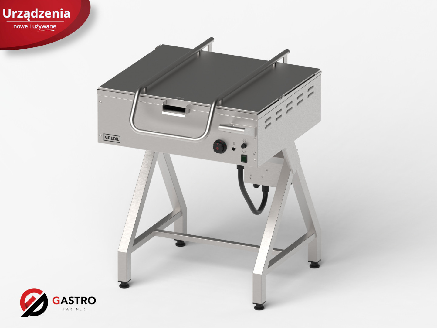 patelnia elektryczna uchylna na stelażu, Gredil, 700x786x912 mm, P 6.3 kW, U 400 V