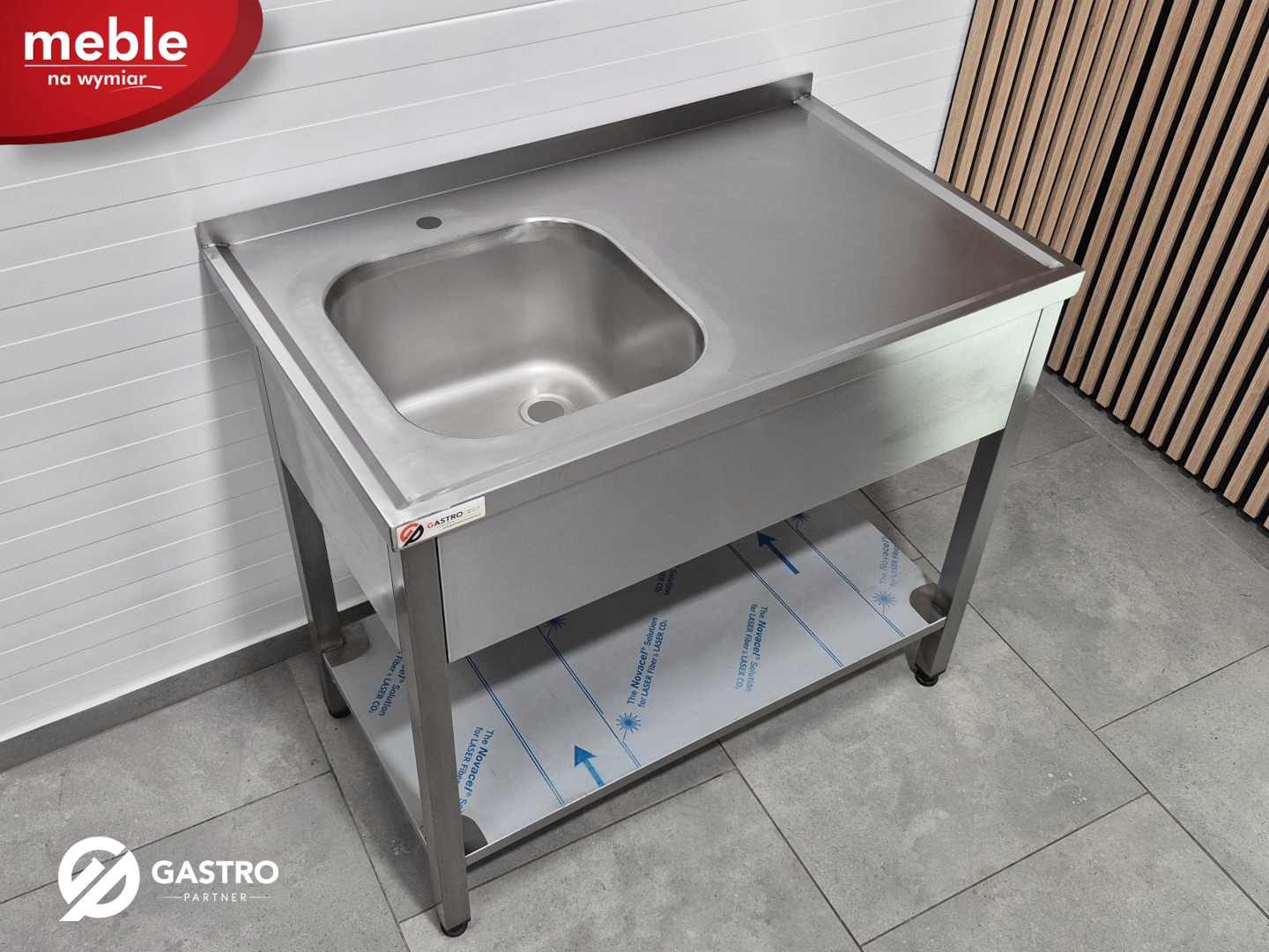 Stół ze zlewem 1-komorowym | z półką | 1300x500x850 mm | spawany zlew