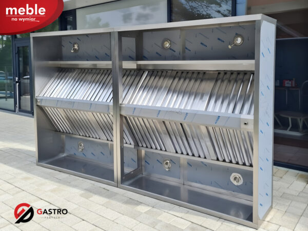 Okap gastronomiczny centralny spawany ze stali nierdzewnej 2800x1800