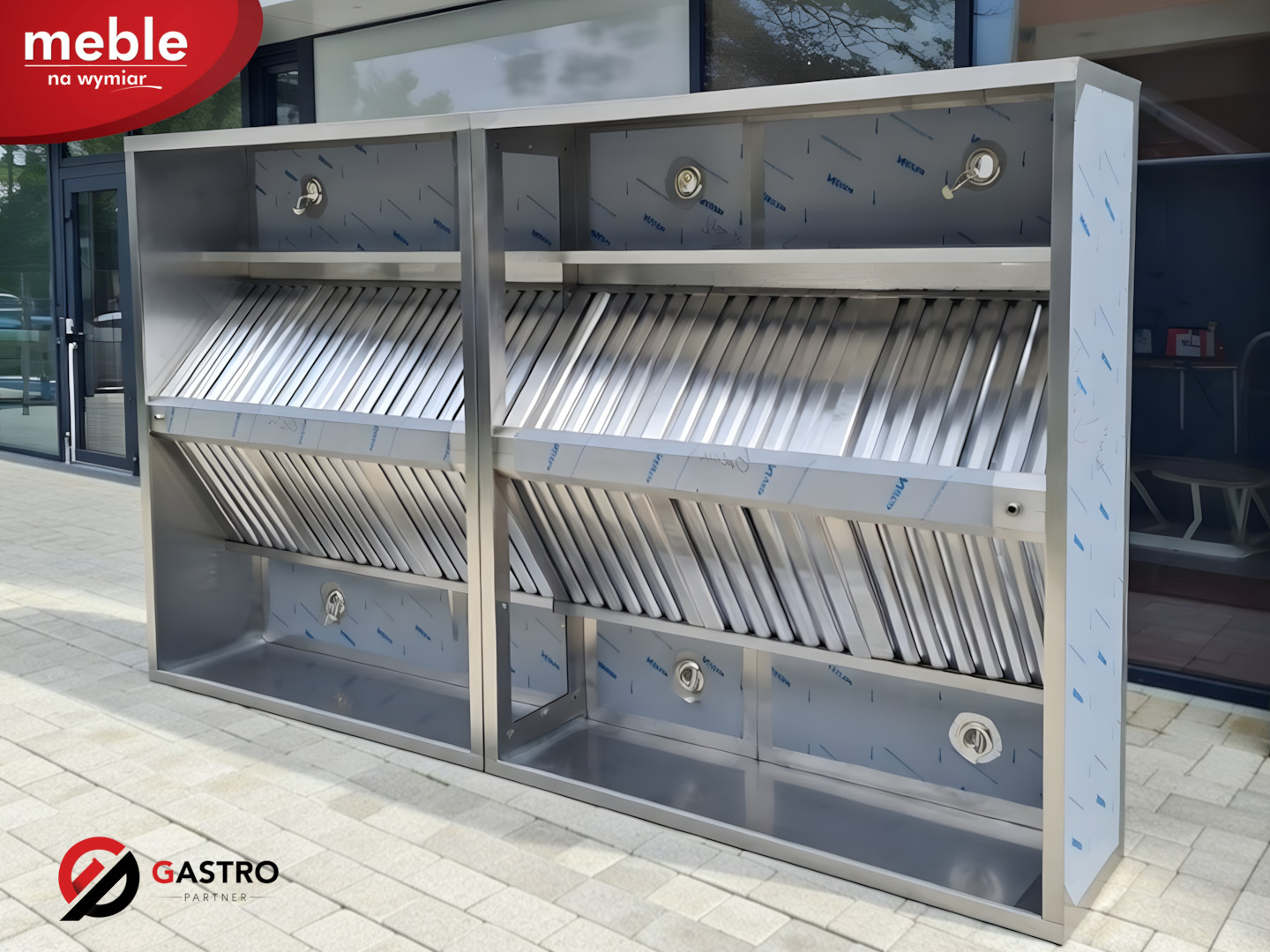 Okap gastronomiczny centralny spawany ze stali nierdzewnej 2800x1800