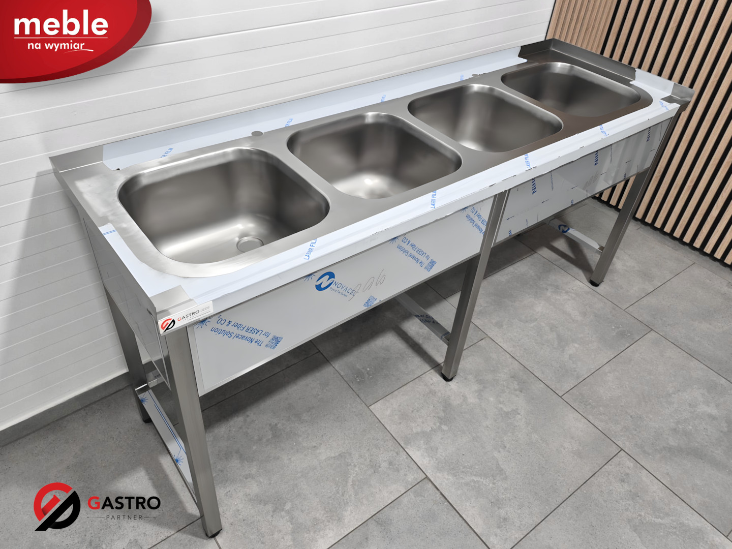 Zlew gastronomiczny 4 komorowy stal nierdzewna