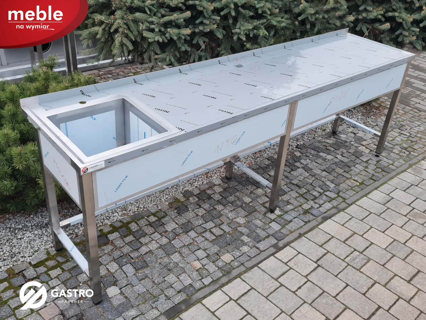 zlew 1 komorowy bez półki gastronomiczny 2400x600x850 mm