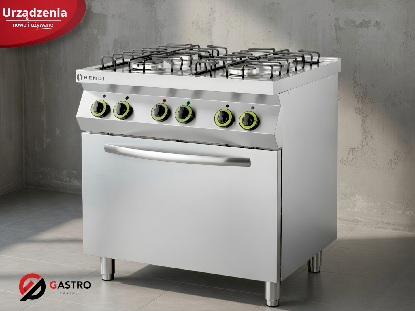 Kuchnia gazowa 4-palnikowa z konwekcyjnym piekarnikiem elektrycznym GN 1/1, HENDI, GN 1/1,