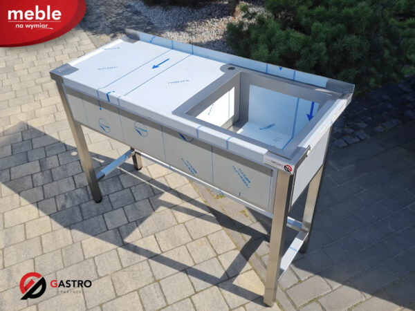 Zlew gastronomiczny 1 komorowy bez półki komora spawana 1600x700x850 mm