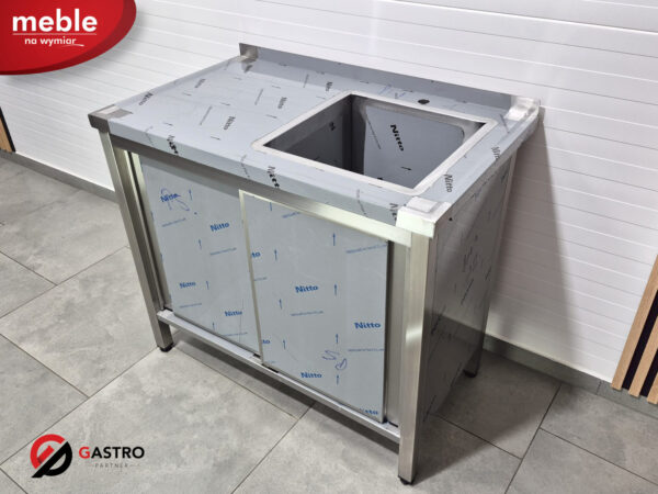 Stół nierdzewny ze zlewem 1-komorowym | zlew | zabudowany szafką 900x600x850 mm