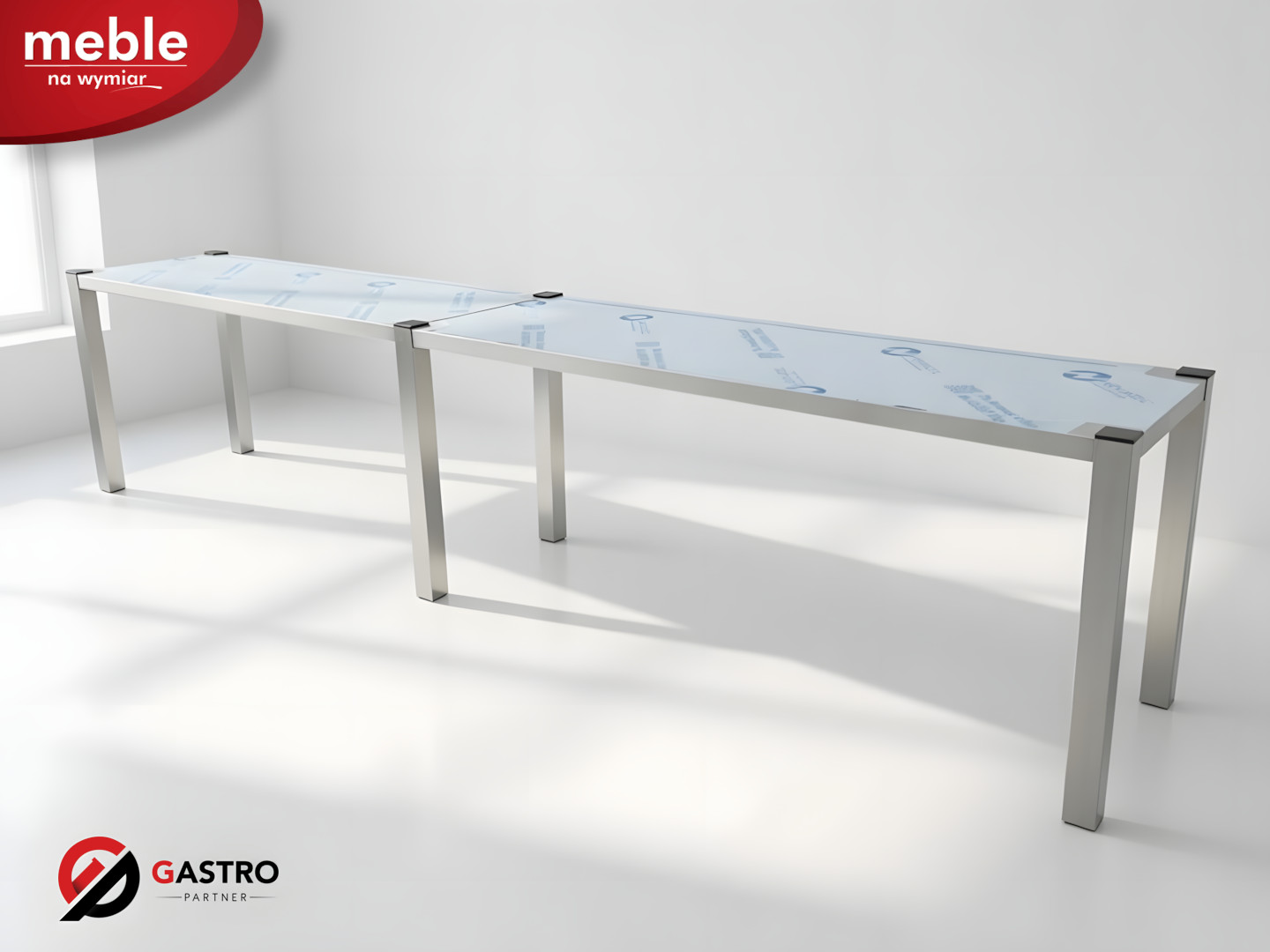 Nadstawka ze stali nierdzewnej - wydawka, podstawa, półka 2000x300x300 mm