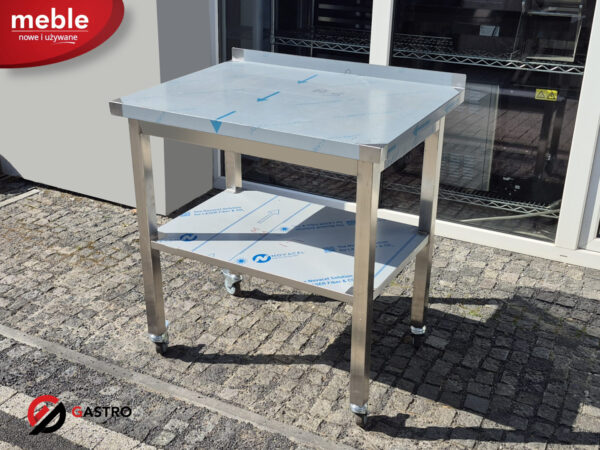 Stół przyścienny mobilny gastronomiczny z półką spawany 800x600x850 mm