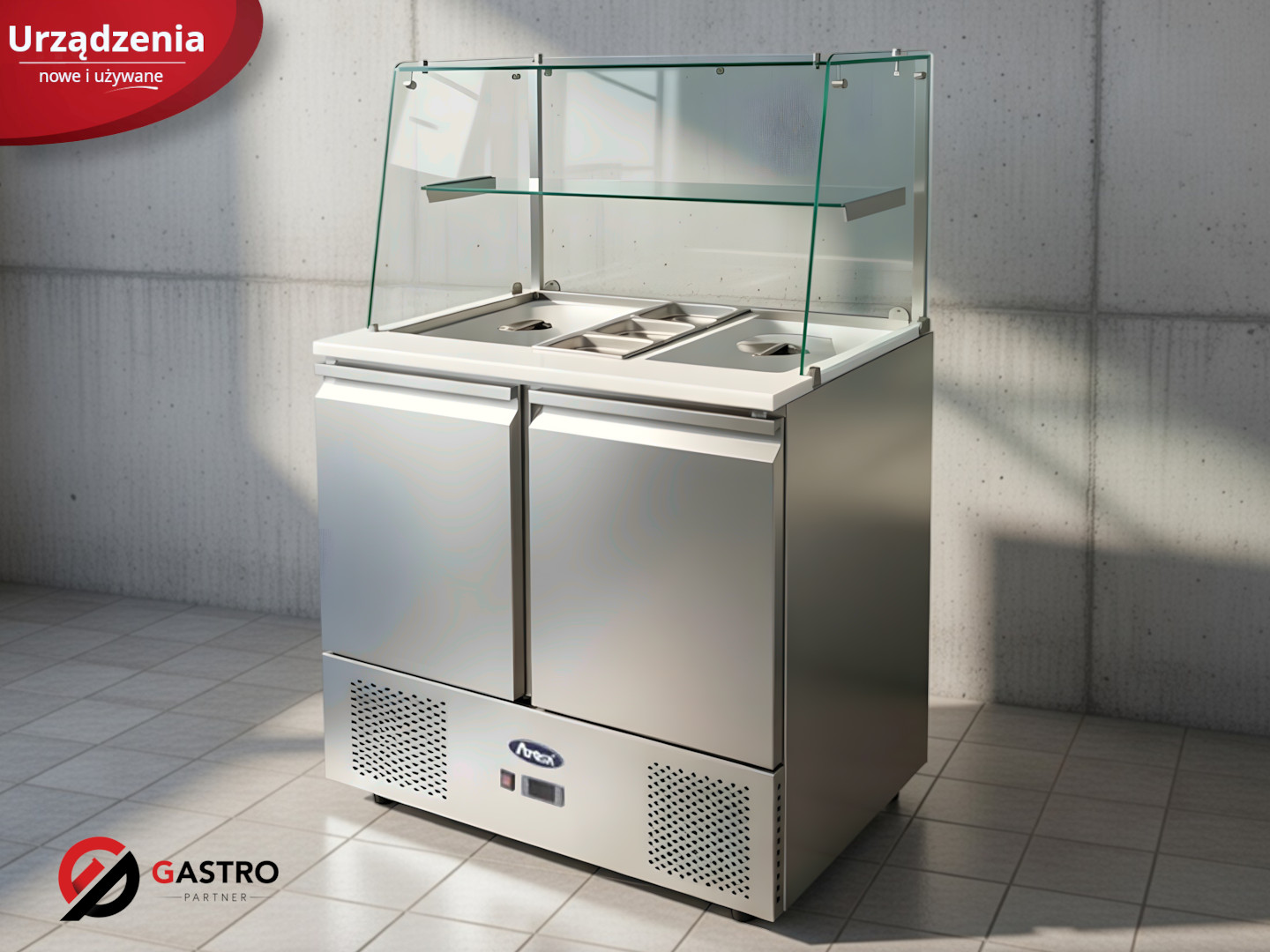 Stół chłodniczy 2-drzwiowy sałatkowy z nadstawką 300L | ESL3811GR ATOSA