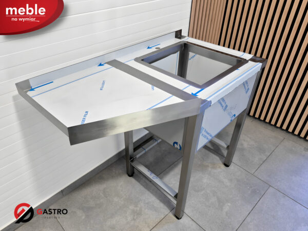 Stół ze zlewem 1 komorowy z narożnikiem ociekaczem zlew 1100x600x850 mm