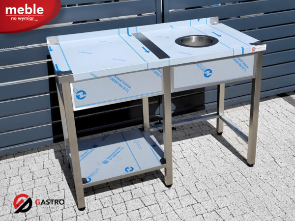Stół gastronomiczny z otworem na odpady spawany 1200x600x850 mm
