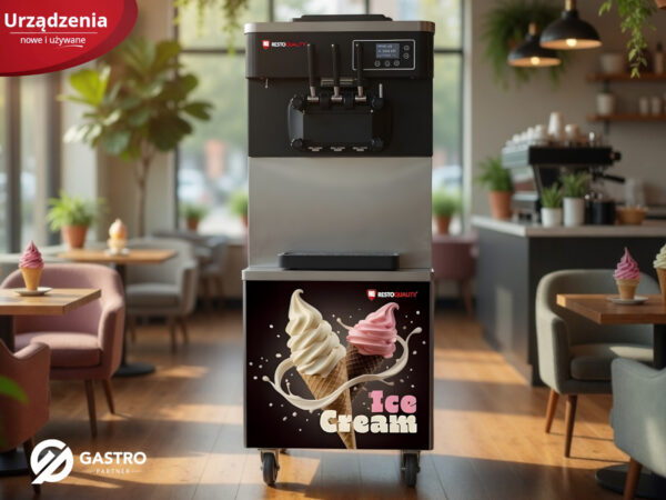 Maszyna do lodów włoskich | automat do lodów soft | nocne chłodzenie | 2 smaki + mix | pompa napowietrzająca | 2x6l | RQICM 830C