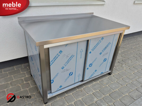 Stół przyścienny gastronomiczny z szafką drzwi przesuwne spawany 1200x700x850 mm