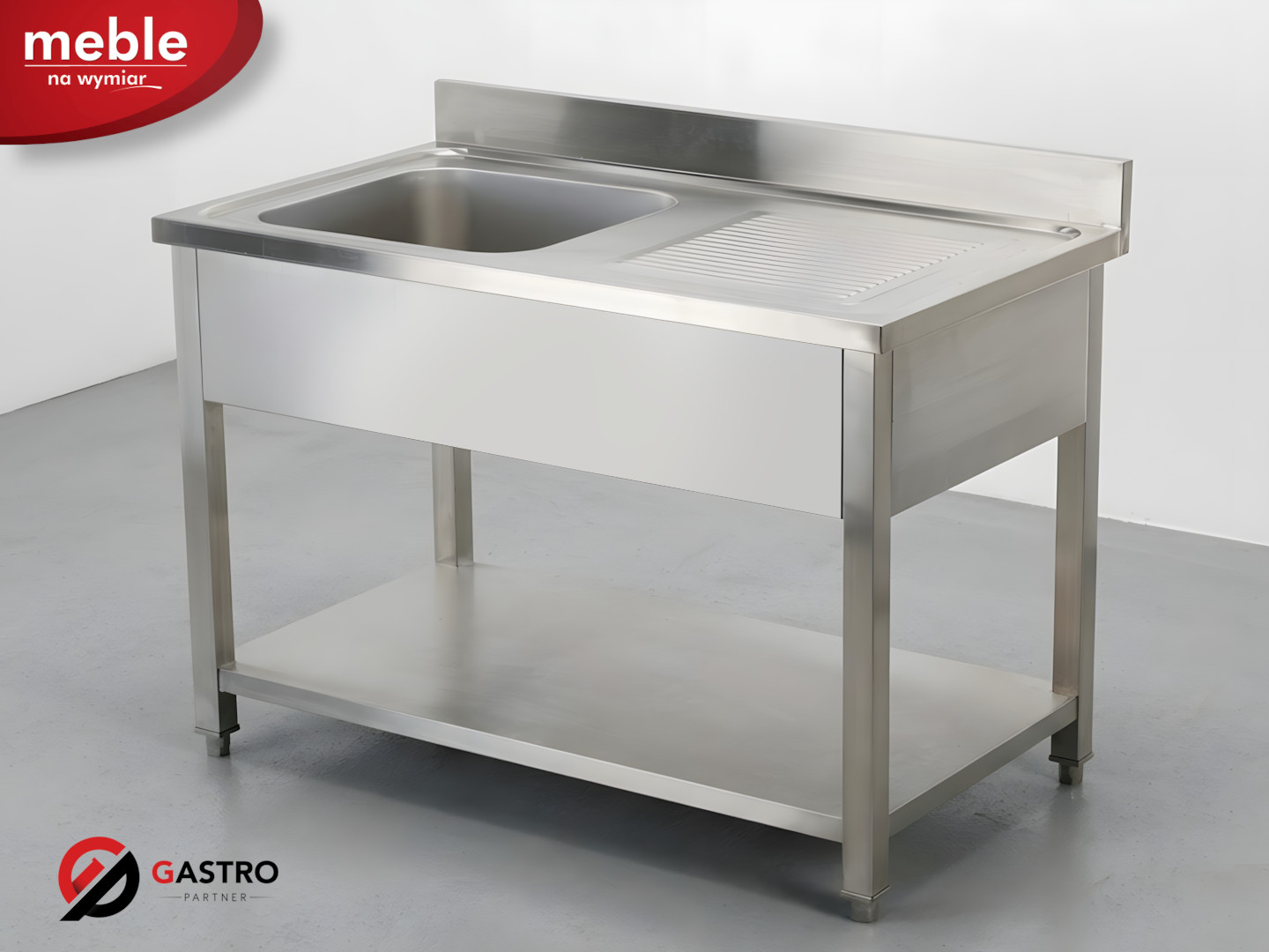Stół ze zlewem 1 komorowy stal nierdzewna 1400x600x850 mm półka YG-30902