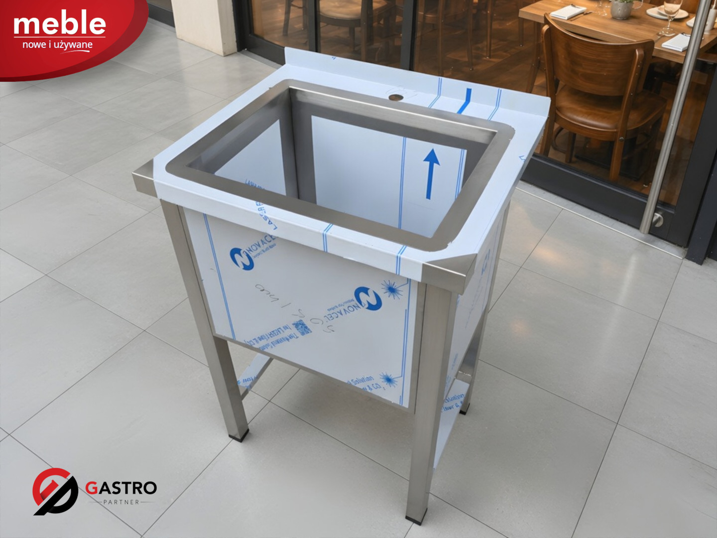 Basen zlew gastronomiczny spawany jednokomorowy 600x500x850 mm komora 40 cm