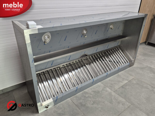 Okap skrzyniowy przyścienny z filtrami wywiewny 1800x1200x450 mm