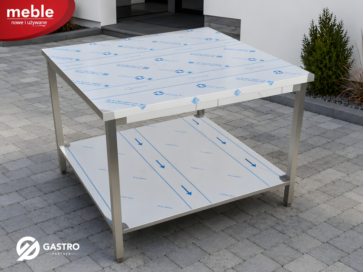 Stół centralny gastronomiczny wyspa z półką spawany 1200x1200x850 mm