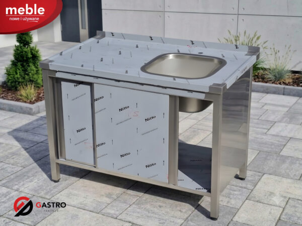 Zlew gastronomiczny jednokomorowy zabudowany szafką 1200x600x850 mm
