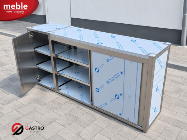 Szafka wisząca ze stali nierdzewnej z drzwiami przesuwnymi + szafka z drzwiami skrzydłowymi 1700x400x800 mm