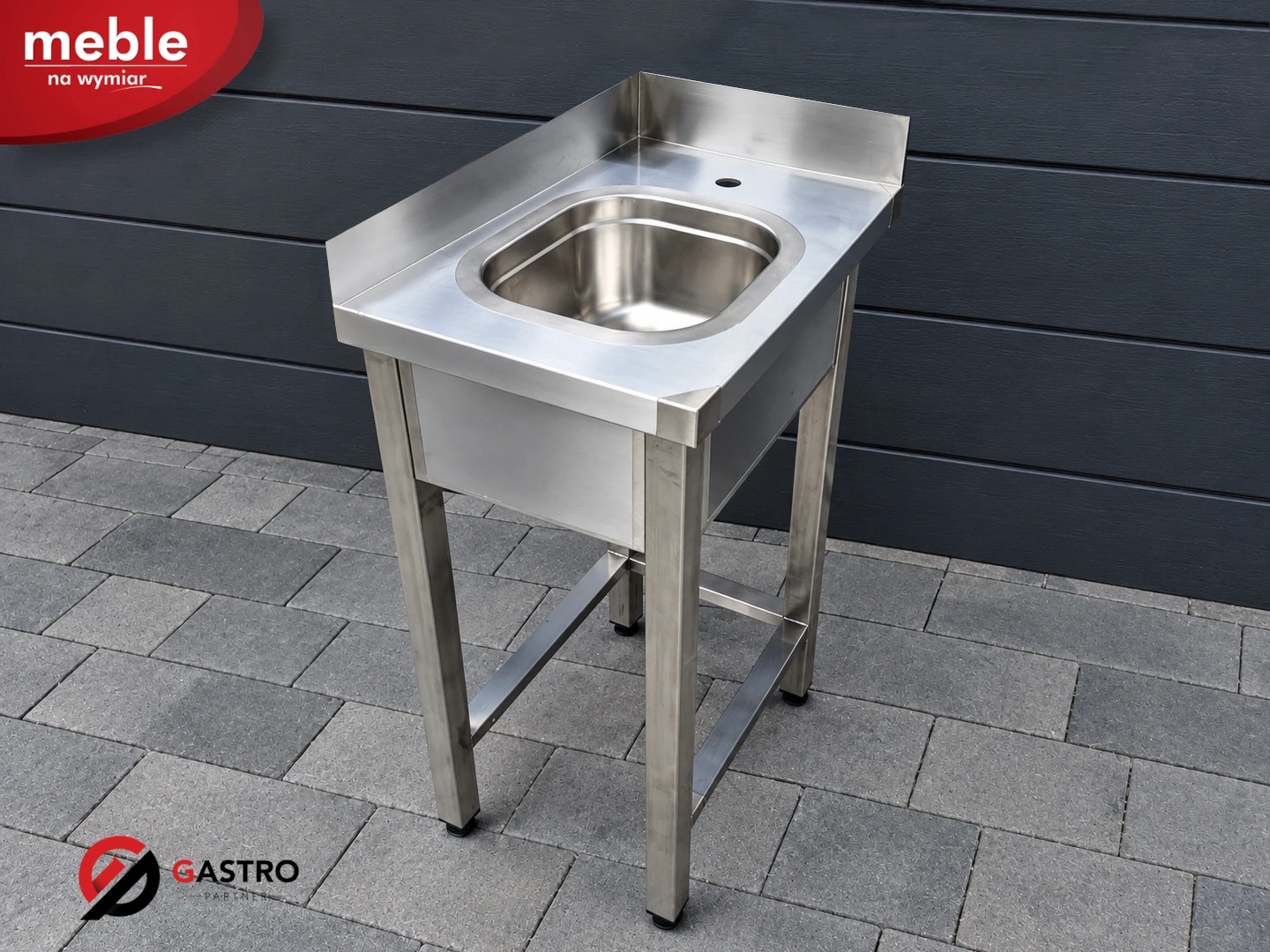 Zlew gastronomiczny spawany jednokomorowy 400x700x850 mm z rantem